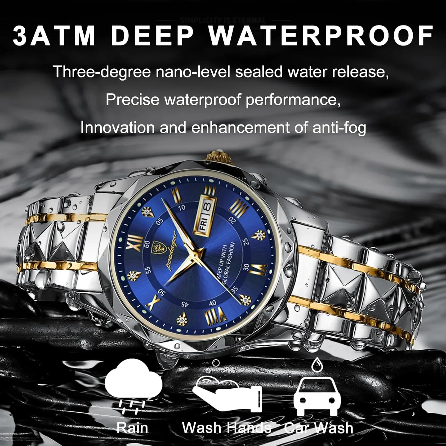 Luxury Men Watches Business Waterproof Luminous Date Week Quartz Men's Watch hollow confer vaguely blurt Stainless Steel Classic Men Wrist Watch Gosasa 