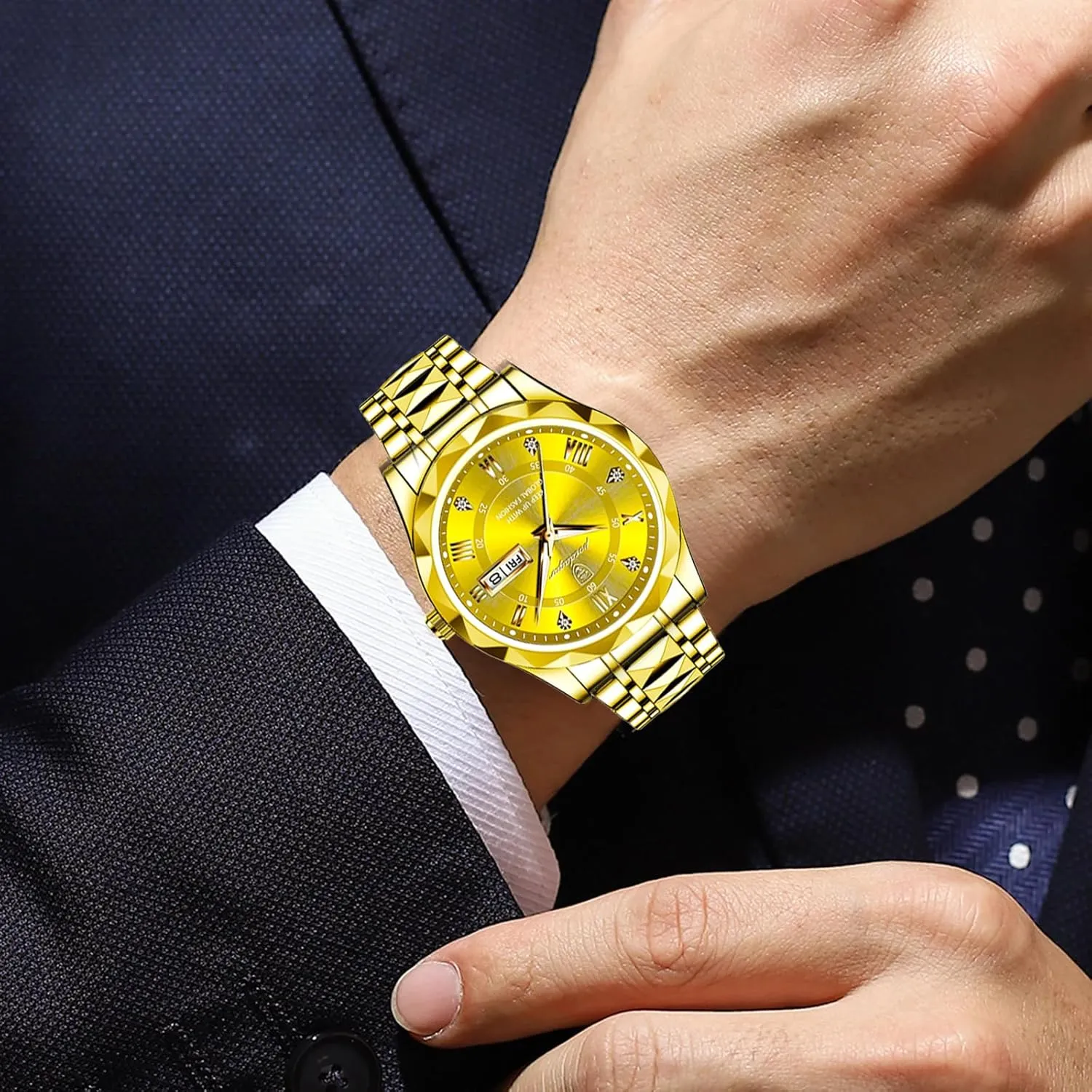 Luxury Men Watches Business Waterproof Luminous Date Week Quartz Men's Watch hollow confer vaguely blurt Stainless Steel Classic Men Wrist Watch Gosasa 