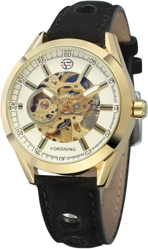 Luxury Open Work Design Self Winding oblivious Leather Men Wristwatch MASTOPMen's Automatic Mechanical Watch Top Brand 