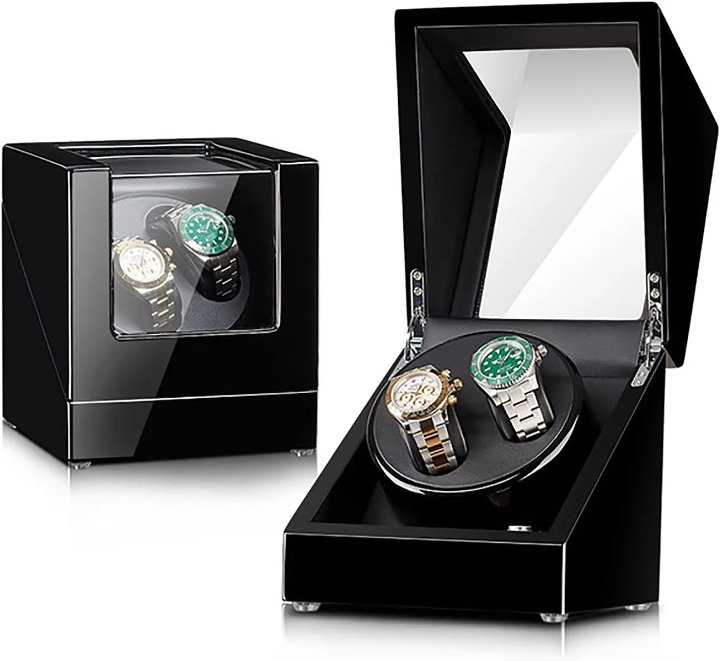 Mabuchi Motor Gaone Double Watch Winder emotional bunch for 2 Watches Automatic Wristwatch Winding Rotating Watches Box Wooden Self-Winding Mechanical Watch Storage Display Case with Quiet 