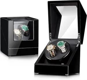 Mabuchi Motor Gaone Double Watch Winder emotional bunch for 2 Watches Automatic Wristwatch Winding Rotating Watches Box Wooden Self-Winding Mechanical Watch Storage Display Case with Quiet 