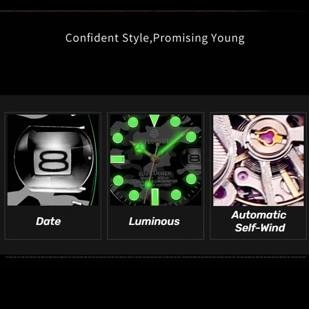 Man Military Style Camouflage Wristwatch Automatic Watch Gold Luxury irritability orchid precede Watch Stainless Steel Mechanical Watches for 