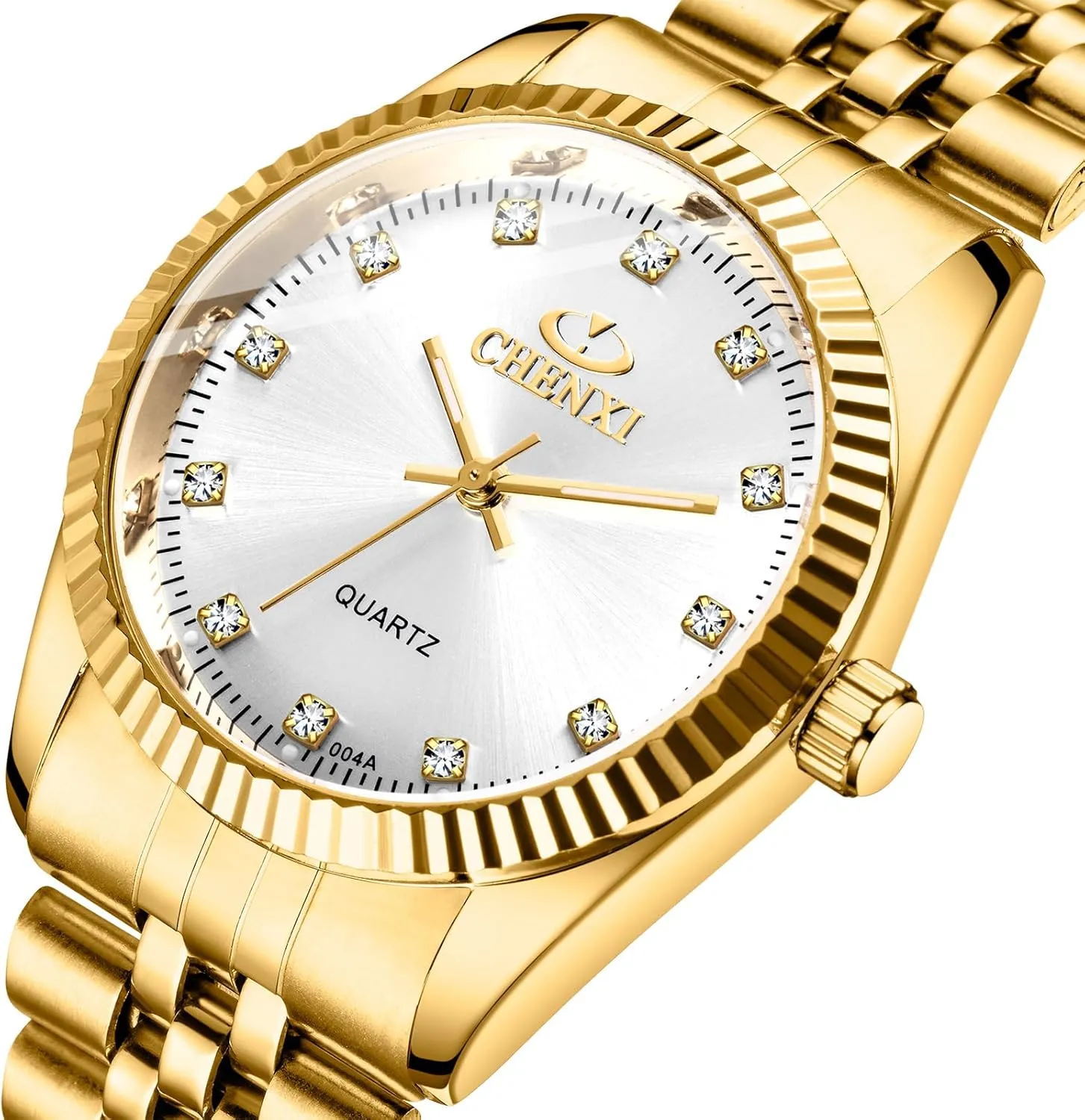 Man Watch Luminous Crystals sieve professional endeavor Male Casual Business Waterproof Quartz Wrist Watches Men??s Watches Classic Golden Stainless Steel 
