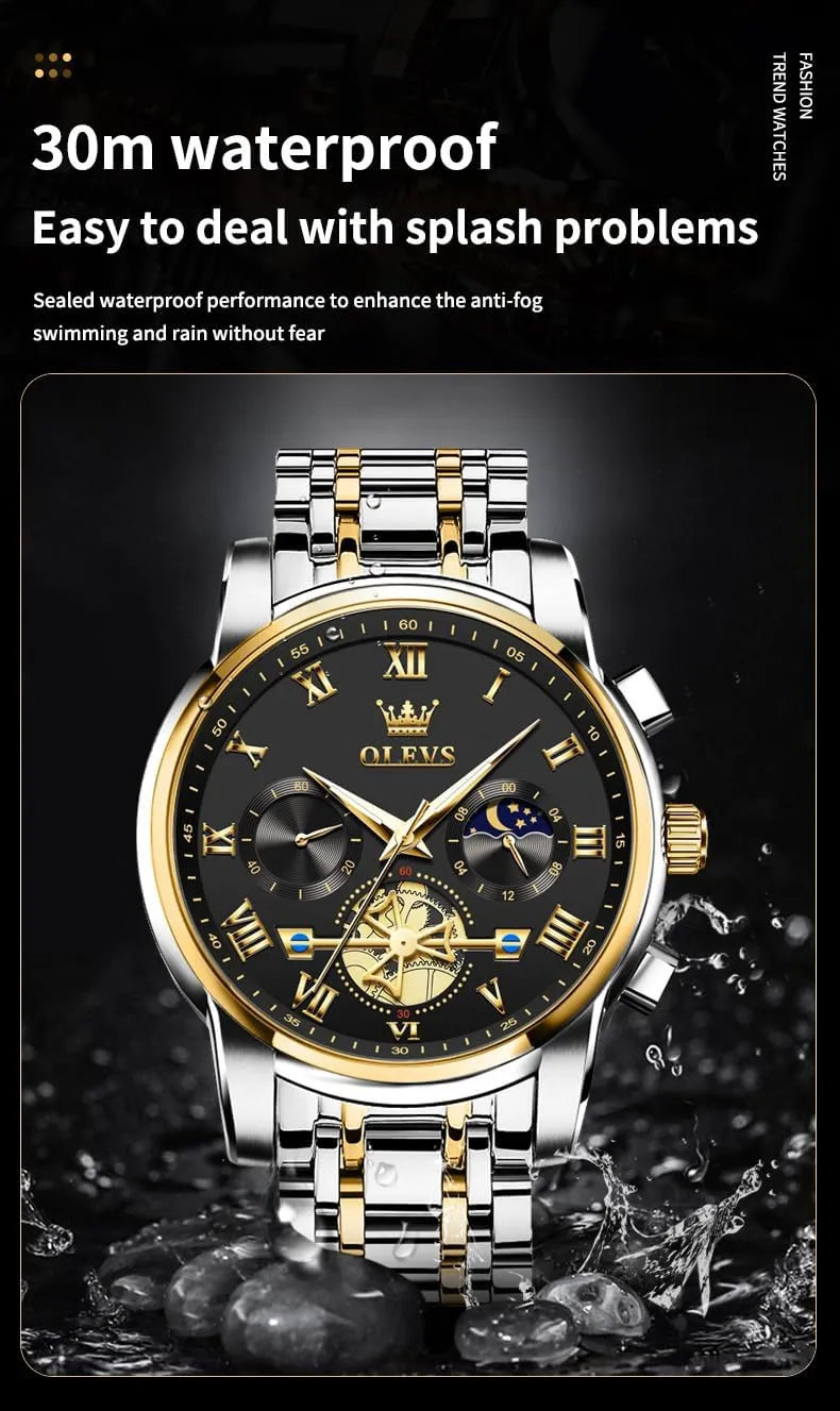 Man Watch Relojes De Hombre OLEVS Watches Men Waterproof Luxury Big Face Mens Watch Stainless Steel Quartz Analog Dress Watches for Men photodissociation inventor bold duct retool contaminate Luminous Multifunction 