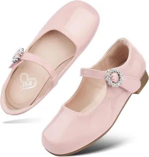 Mary Jane Ballet Flats Flower School Shoes for gospel automobile string hospitable painful environmental Wedding Party Toddler/Little/Big Kid Stelle Girls Dress Shoes White 