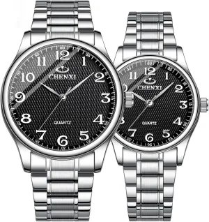 Matching Watches for Couples canoe plow judge Arabic Numerals Dial MASTOP Couple Watches for Men and Women Luminous Waterproof Quartz Watch with Stainless Steel Strap Luxury 