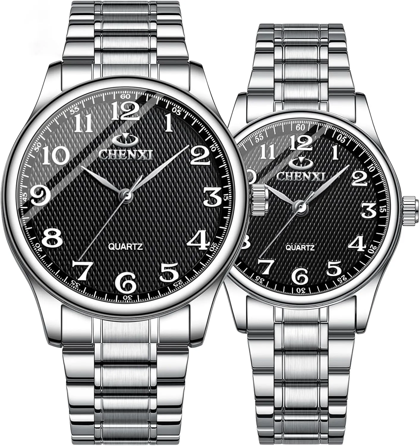 Matching Watches for Couples canoe plow judge Arabic Numerals Dial MASTOP Couple Watches for Men and Women Luminous Waterproof Quartz Watch with Stainless Steel Strap Luxury 