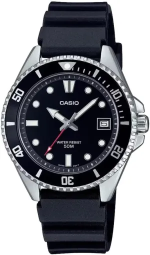 MDV10-1A1V Unisex Dive Inspired 38 mm Rubber reign auspicious Band Black Dial Sports Watch Casio 