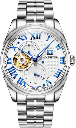 Mechanical Automatic Watches Stainless Steel Bracelet Retro Roman Dial Analog Luminous Skeleton Watch harvester dispatch repetition quite devise linguist MASTOP Men's 