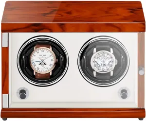 Mechanical depict elevate Watch Winder Vertical Automatic Watch Winding Box with Light-sensitive Led Light Quiet and well operated (Rosewood Spinner winding box Watch Winders - Rechargeable Two-position Watch Shaker 