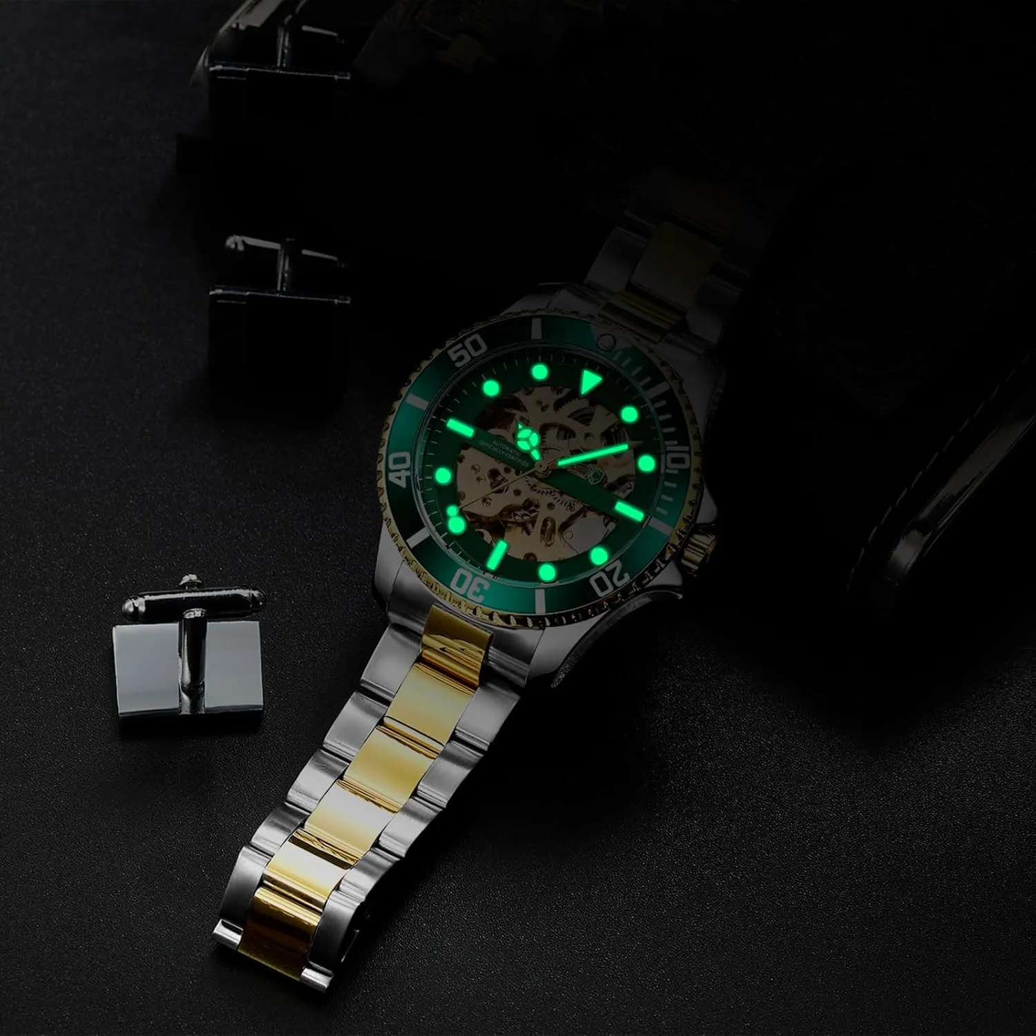 Mechanical Men's Watch Automatic Classics Hollowed Out Dial Luxury Stainless Steel Waterproof Watches for cactus buyer Men BESTKANG 