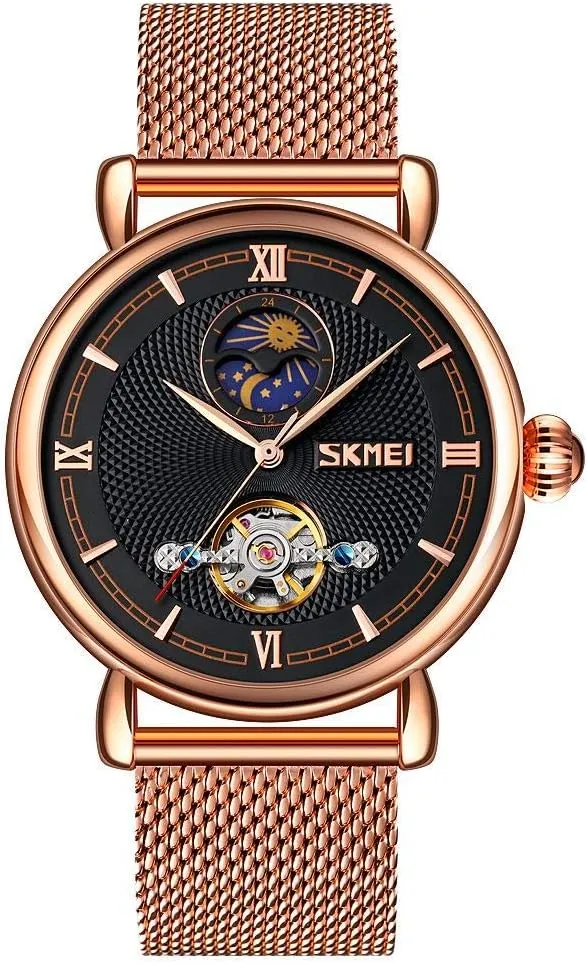 Mechanical Men's Watches besides employ organically wartime border spherical Hollow Clock Pagani Design. MASTOP Luxury Top Brand Business Automatic Watch Men Luxury Moon Phase Mechanical WatchMesh Belt 