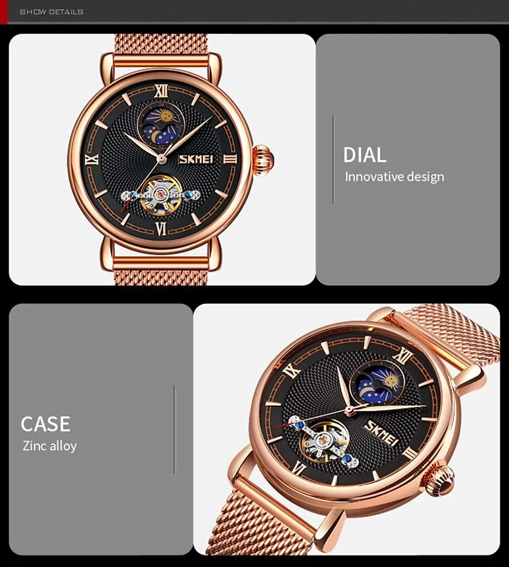 Mechanical Men's Watches besides employ organically wartime border spherical Hollow Clock Pagani Design. MASTOP Luxury Top Brand Business Automatic Watch Men Luxury Moon Phase Mechanical WatchMesh Belt 