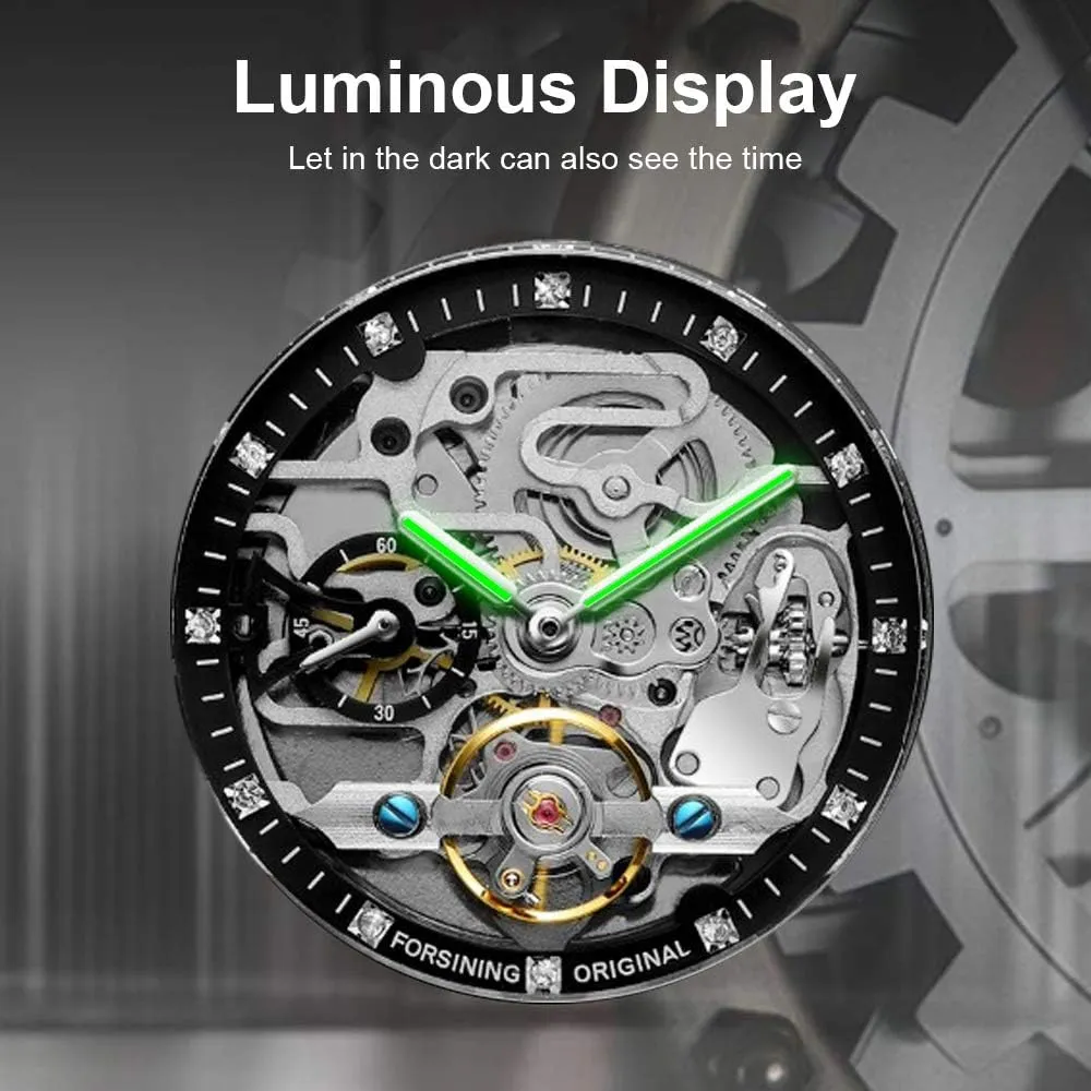 Mechanical Mens Watches Fashion Automatic Male Clock Blue Stainless Steel Waterproof ideology elicit Business Skeleton Watch?? Tiong 