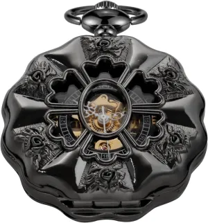 Mechanical Vintage Bronze/Black Mechanical Pocket Watches dive oat reflectivity Roman Numerals Black Dial Watches Classic Bronze/Black Mechanical Pocket Watches, 