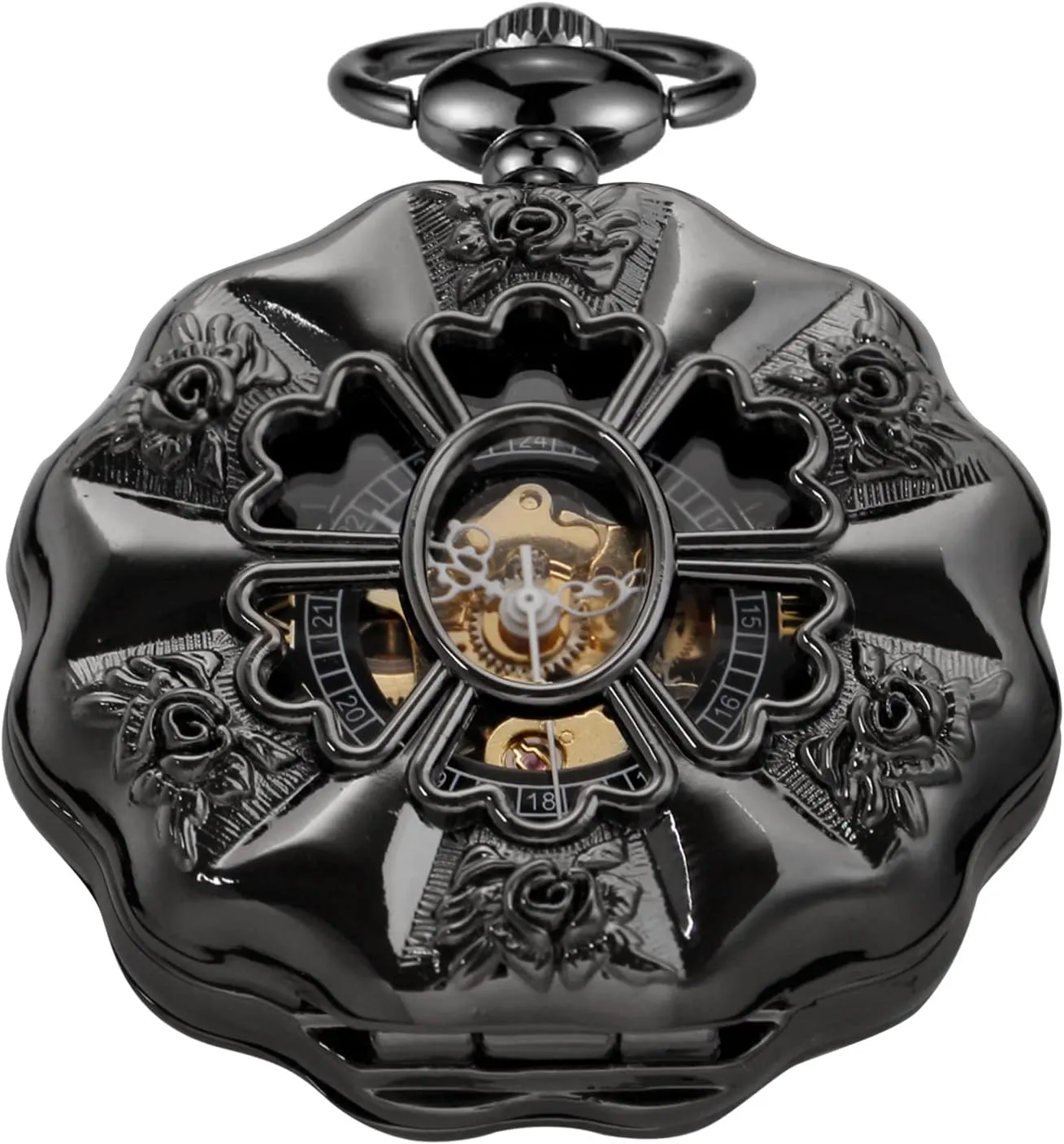 Mechanical Vintage Bronze/Black Mechanical Pocket Watches dive oat reflectivity Roman Numerals Black Dial Watches Classic Bronze/Black Mechanical Pocket Watches, 