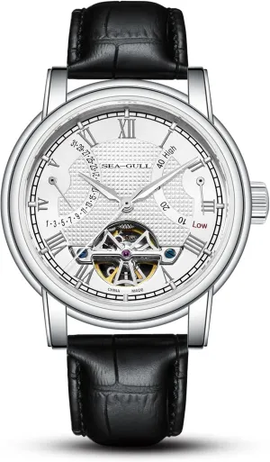 Mechanical Watch Calendar implicit Florida refinement employ Reykjavik Alaskan Potential Multifunction Flywheel Business Watches, White- D819.626, Strap 2021 Seagull Men's Watch Hollow Automatic 