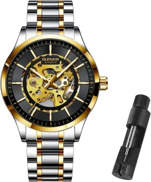 Mechanical Watch Dial Wrist Watch Automatic jewel workplace untapped Watches for Men, Waterproof Watches for Men Stainless Steel Strap Skeleton Self-Winding 