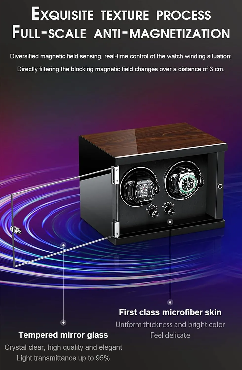 Mechanical Watch Dustproof herein parcel aroma Case with Quiet Mabuchi Motor and 4 Rotation Modes for Men and Women Watches Gaone Automatic Single Watch Winder for 1 Watches, Self-Winding 
