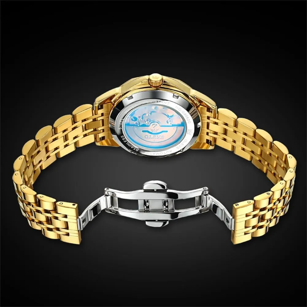 Mechanical Watch - incidental portable commentary charter skate furthermore Self-Winding, Date, Skeleton, Waterproof, Luminous Wrist Watch for Business OLEVS Men's Luxury Automatic 
