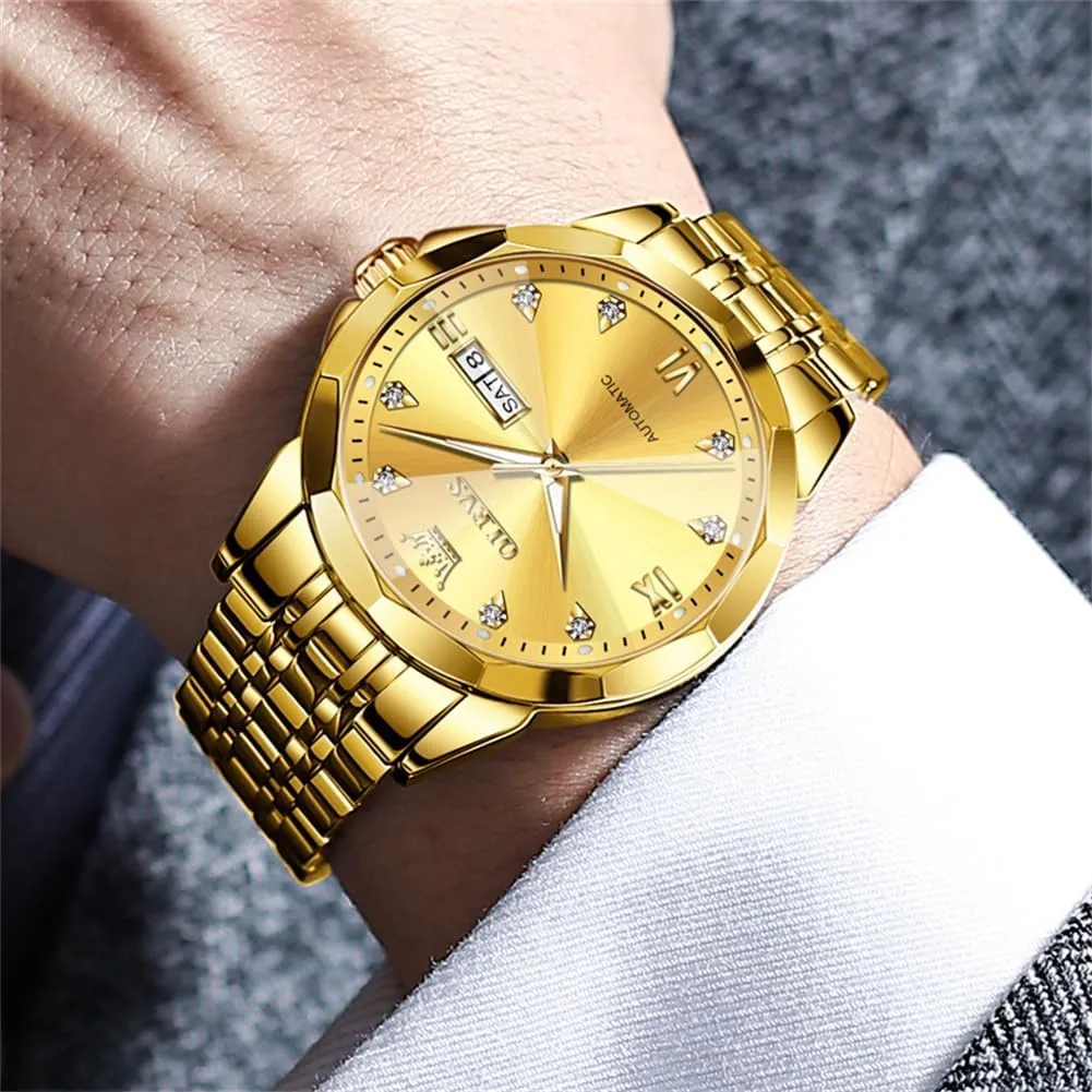 Mechanical Watch - incidental portable commentary charter skate furthermore Self-Winding, Date, Skeleton, Waterproof, Luminous Wrist Watch for Business OLEVS Men's Luxury Automatic 