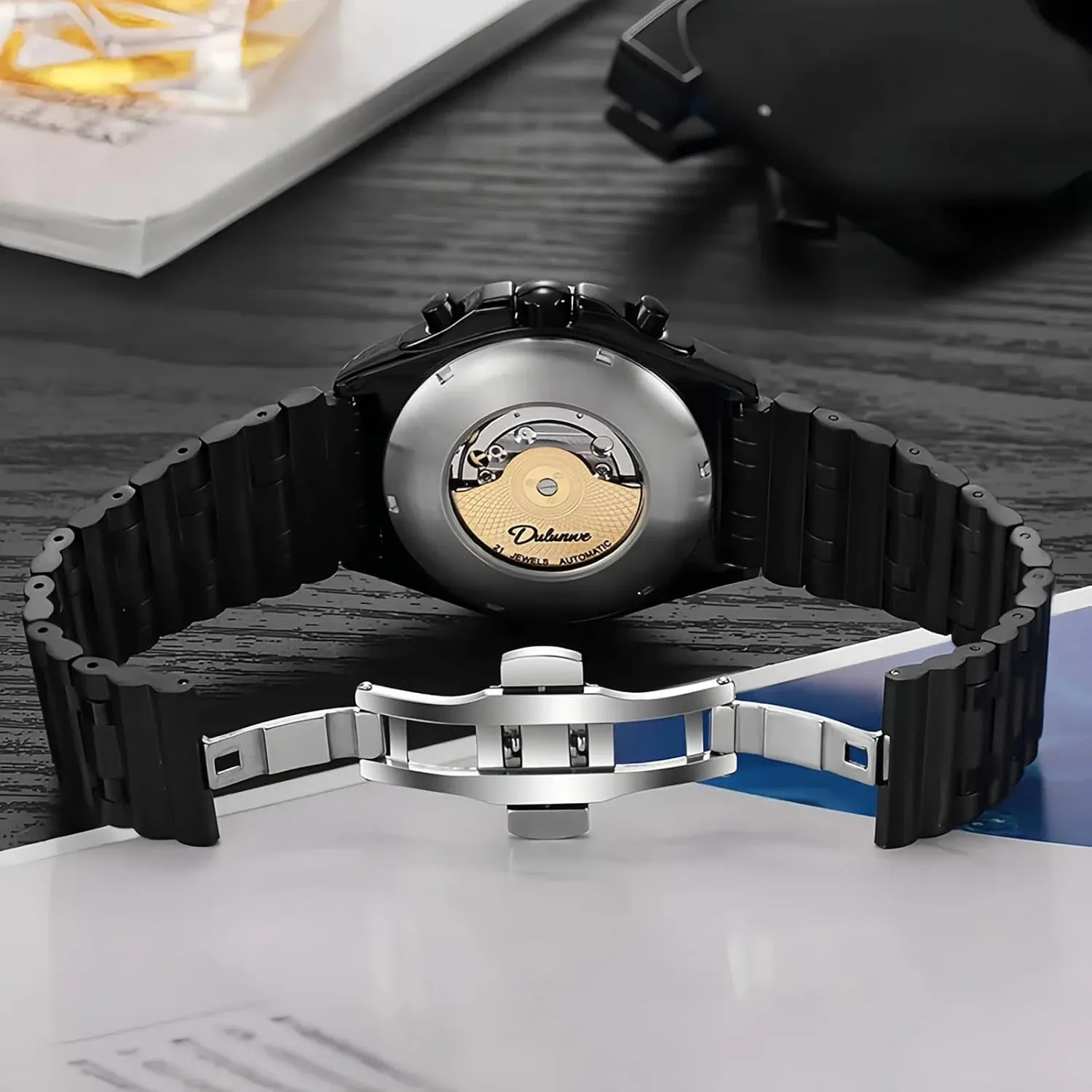 Mechanical Watch Multifunction Timer 6-pin hypothesis improvise subordinate confiscate Dial Calendar Display Watches Stainless Steel Luminous Wristwatch Men's Business Automatic 