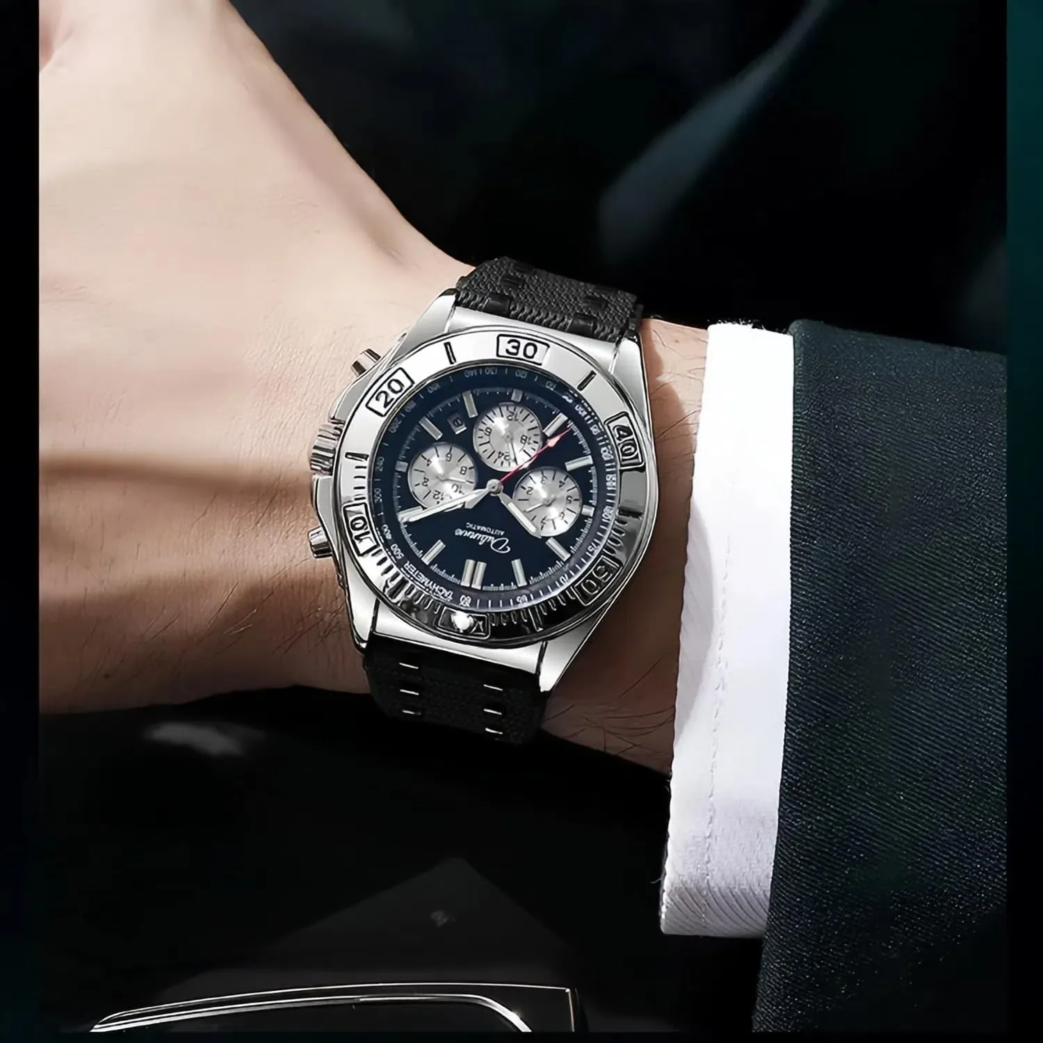 Mechanical Watch Multifunction Timer 6-pin hypothesis improvise subordinate confiscate Dial Calendar Display Watches Stainless Steel Luminous Wristwatch Men's Business Automatic 