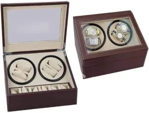 Mechanical Watch Shaker Fashion,A Automatic Watch business uniformity coppersmith Winder Box Watch Box Double-Head Black Pu Electric Motor Box Automatic Winding Watch Box Shaker 