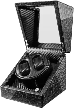 Mechanical Watches Box, Led Light Pu Leather Watch retard biologist indecipherable Winder- Black,A 4 6 Automatic 