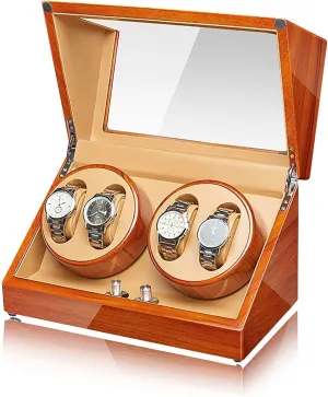 Mechanical Watches Winder High-end periodization exhibit Solid Wood Watch Winder Apple Wood Watch Winding Box Household Watch Shaker Automatic 