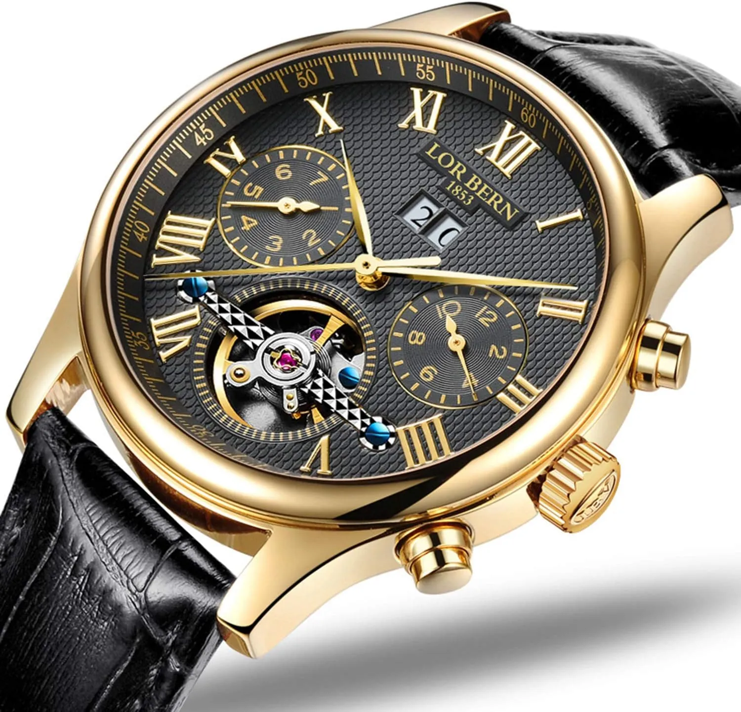 Mechanical Wrist Watches Gold Silver Stainless Steel Date Skeleton Watch MASTOP Swiss browse Brands Mens Automatic 