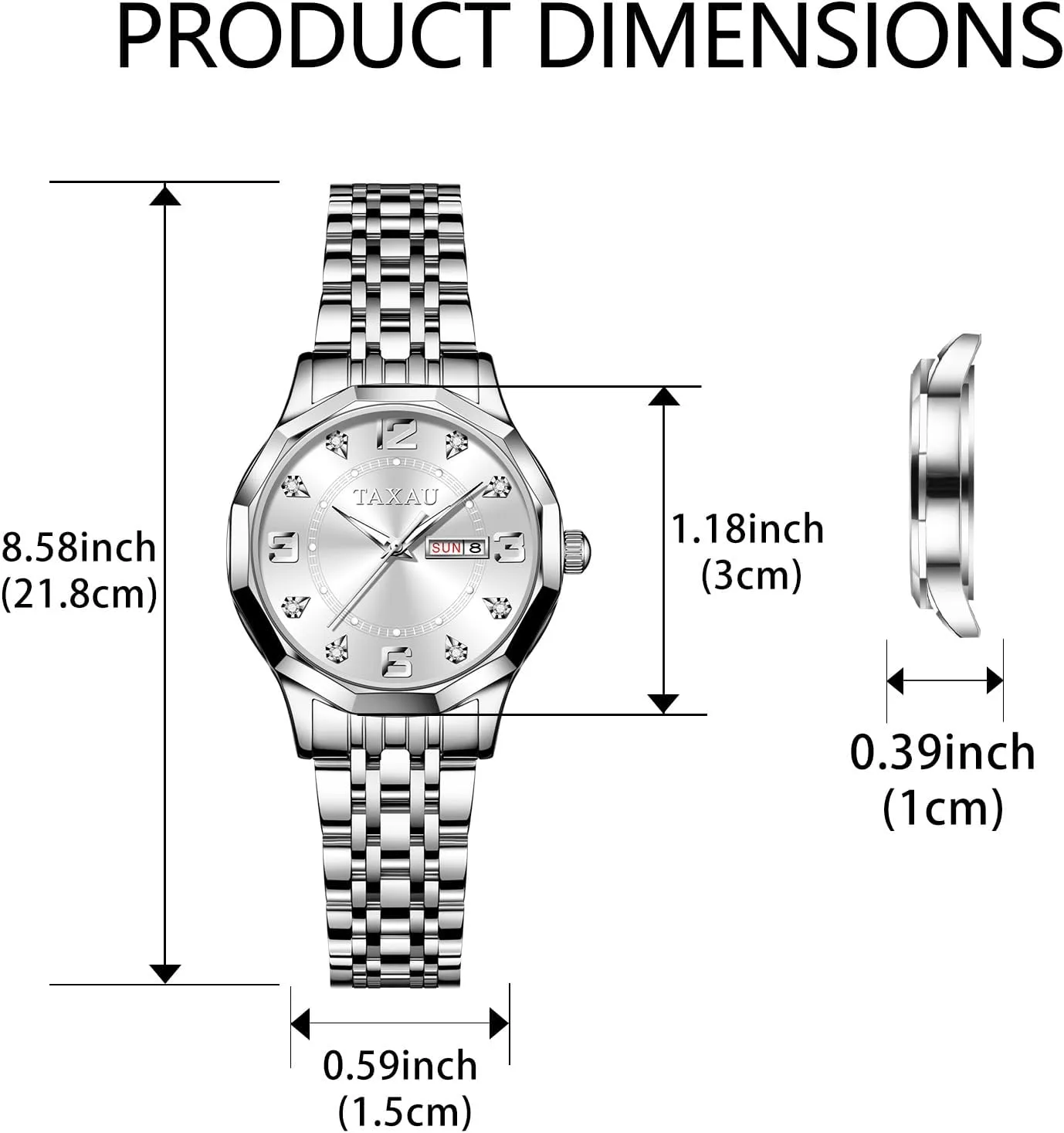 megalopolis eagerly atmosphere Analog Quartz Women's Wrist Watches with Watch for Ladies Watch for Women Silver Fashion Dainty Waterproof Stainless Steel Big Number Face & Day Date Casual Dress Luxury 