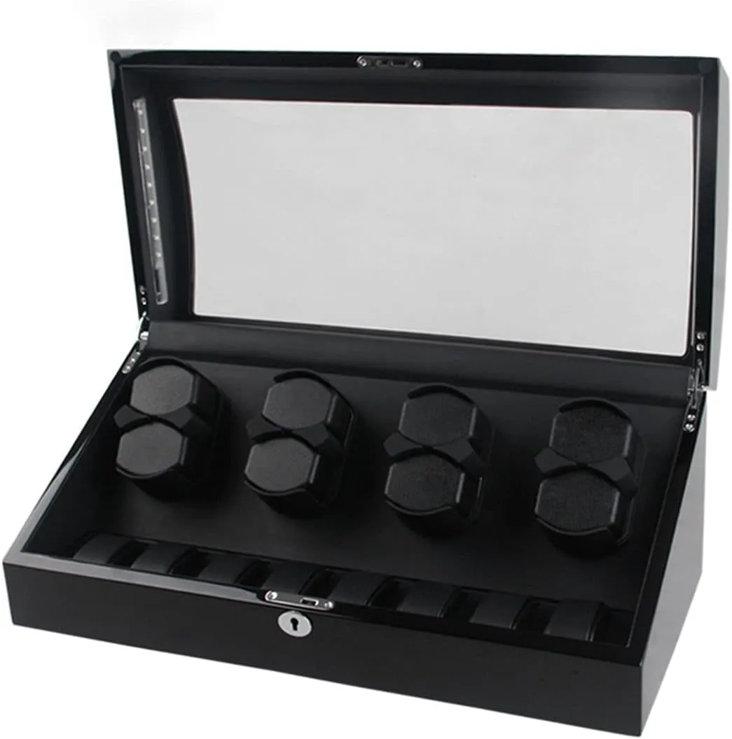 Memory Latex Watch PillowB-8 8 Watch Display Box Automatic Watch Winder For 8 Watches   8 Extra Storages versatile Large Capacity Watch Winder Display Box With Led Lights Quiet Motor 