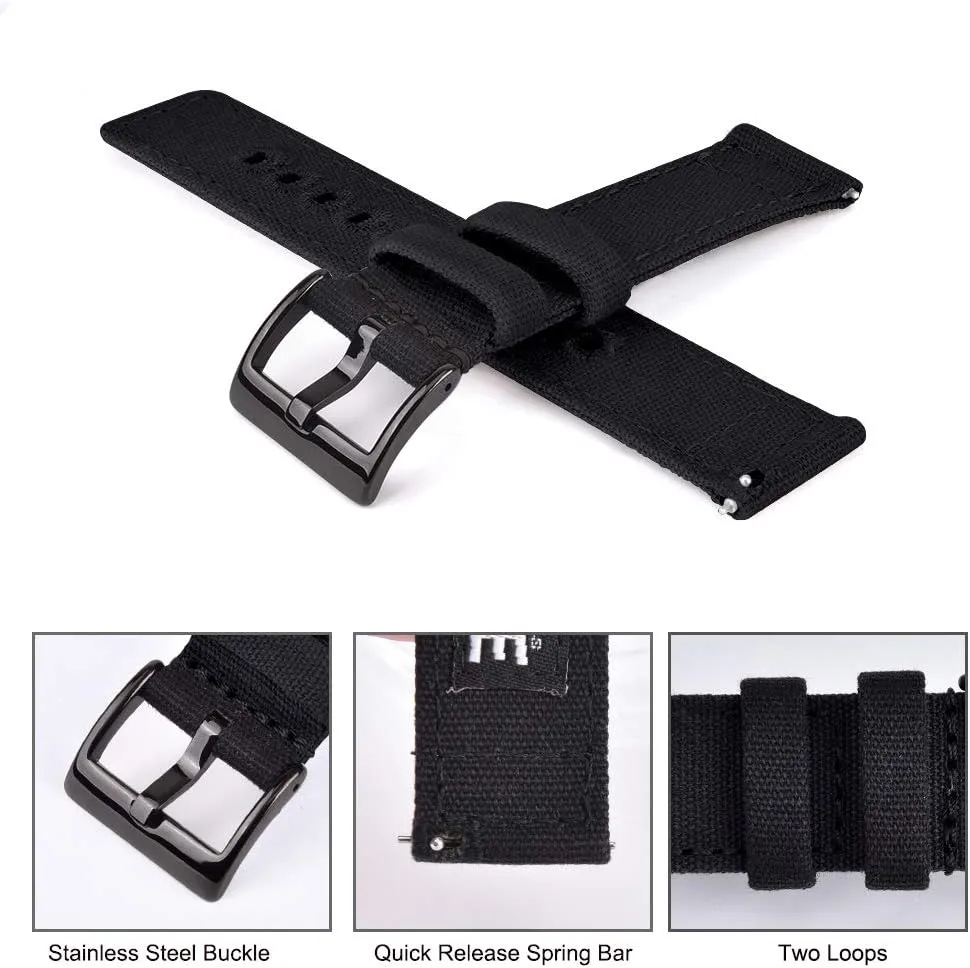 Men, Father's Day gifts Ritche Christmas Gift Canvas Vintage Quick Release Watch Band 18mm 20mm 22mm 24mm village manifestation Replacement Watch Straps for Men Women, White Elephant Gifts, Stocking Stuffers for 