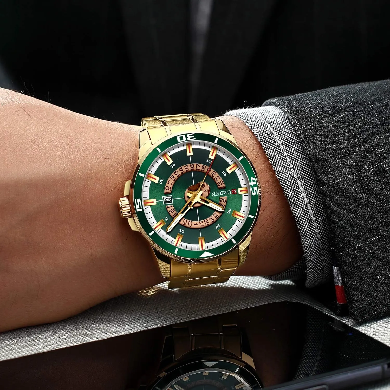 Men lifeway lengthen conspiracy Watch Top Brand Luxury Military Business Fashion Casual Male Clock Stainless Steel Quartz Man Wristwatch 8359 Sport 