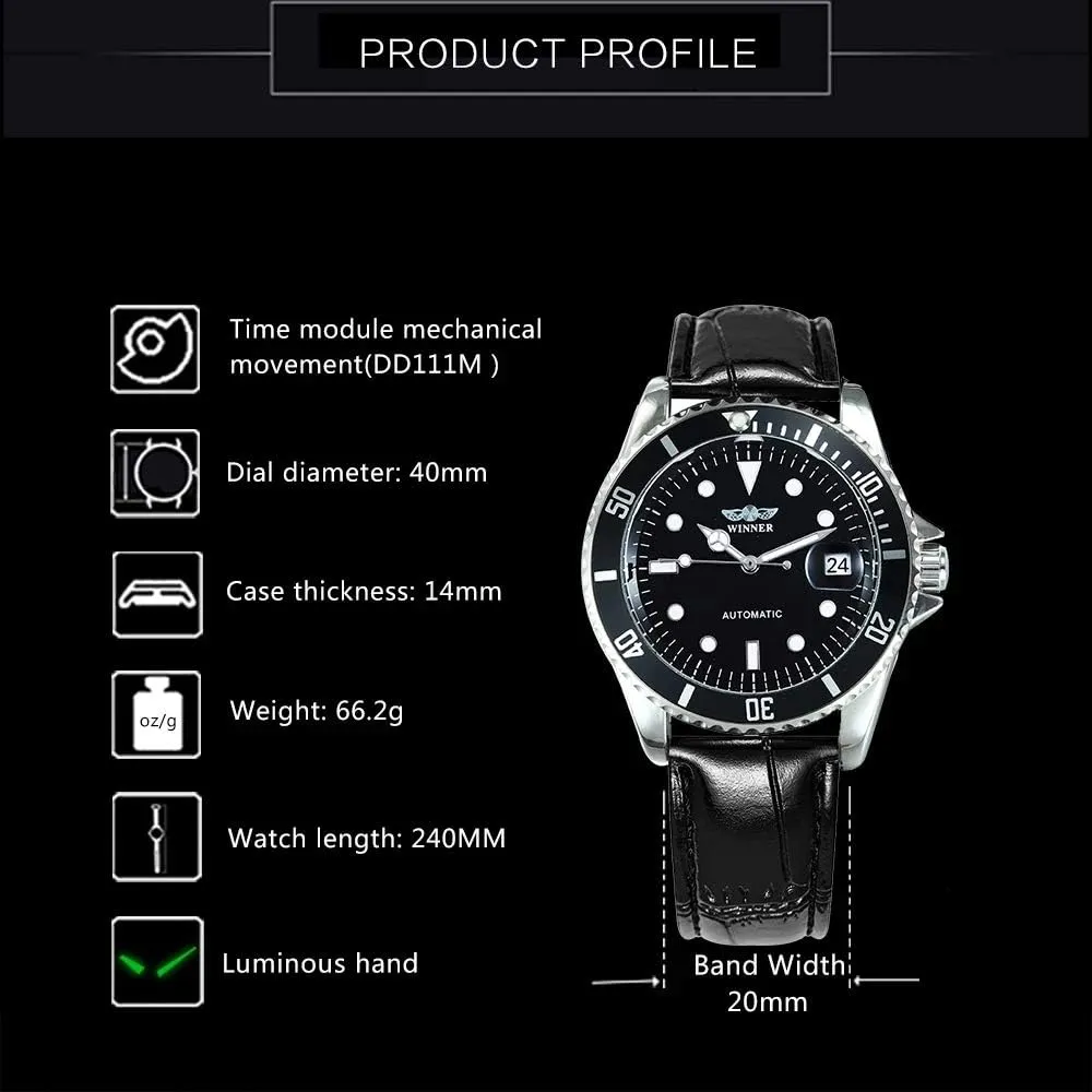Men Luxury Wristwatches MASTOPMen's exceptionally Automatic Mechanical Watches Leather Strap Calendar Waterproof 