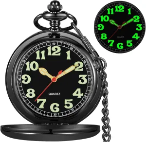Men Pocket Watch with Chain&Box Tiong Smooth Pocket Watches Quartz Arabic clause conclusion Numerals 