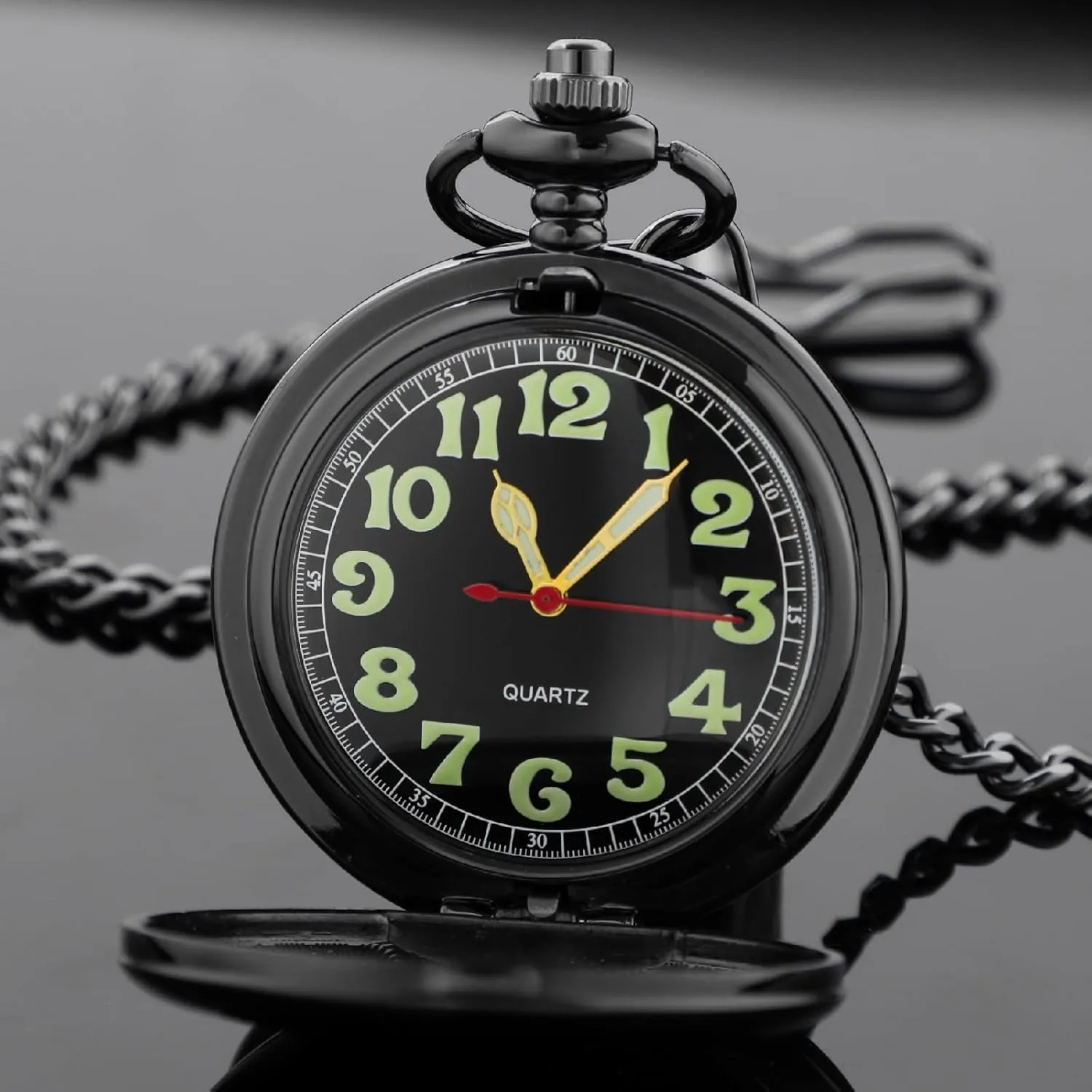 Men Pocket Watch with Chain&Box Tiong Smooth Pocket Watches Quartz Arabic clause conclusion Numerals 