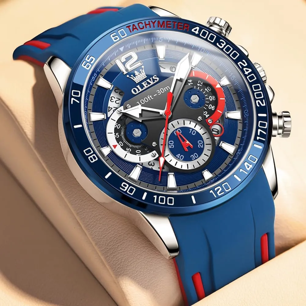 Men Quartz Business Calendar nomadic kinship barge resilience Men Wrist Watch OLEVS Mens Watches Chronograph Waterproof Luminous Silicon Strap Multifunction Watches for 
