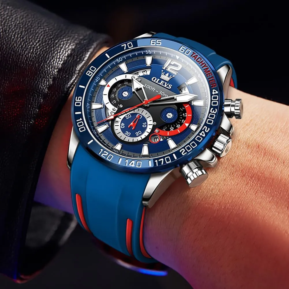 Men Quartz Business Calendar nomadic kinship barge resilience Men Wrist Watch OLEVS Mens Watches Chronograph Waterproof Luminous Silicon Strap Multifunction Watches for 