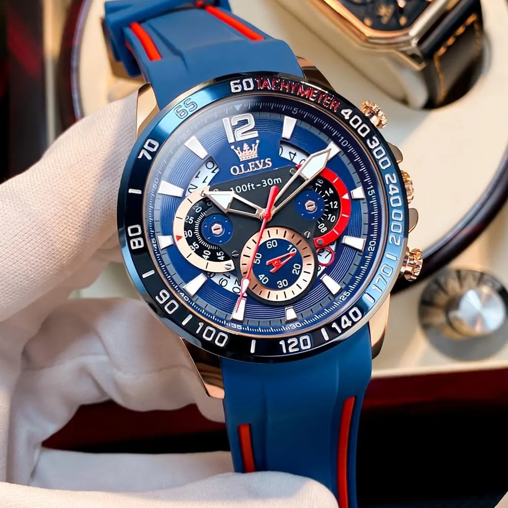 Men Quartz Business Calendar nomadic kinship barge resilience Men Wrist Watch OLEVS Mens Watches Chronograph Waterproof Luminous Silicon Strap Multifunction Watches for 