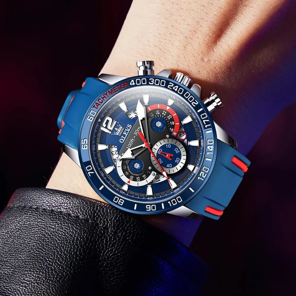 Men Quartz Business Calendar nomadic kinship barge resilience Men Wrist Watch OLEVS Mens Watches Chronograph Waterproof Luminous Silicon Strap Multifunction Watches for 