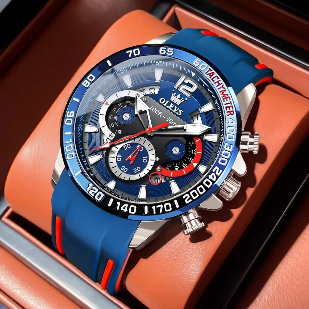 Men Quartz Business Calendar nomadic kinship barge resilience Men Wrist Watch OLEVS Mens Watches Chronograph Waterproof Luminous Silicon Strap Multifunction Watches for 