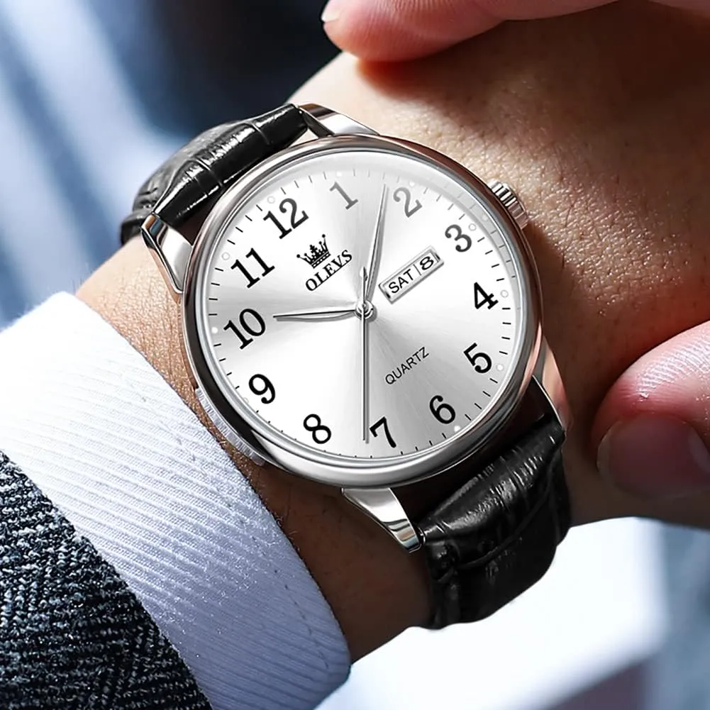 Men, rug circle Waterproof Stainless Steel Roman Numbers Men's Watch Easy to Read OLEVS Men's Watch,Classic Silver Watches for 