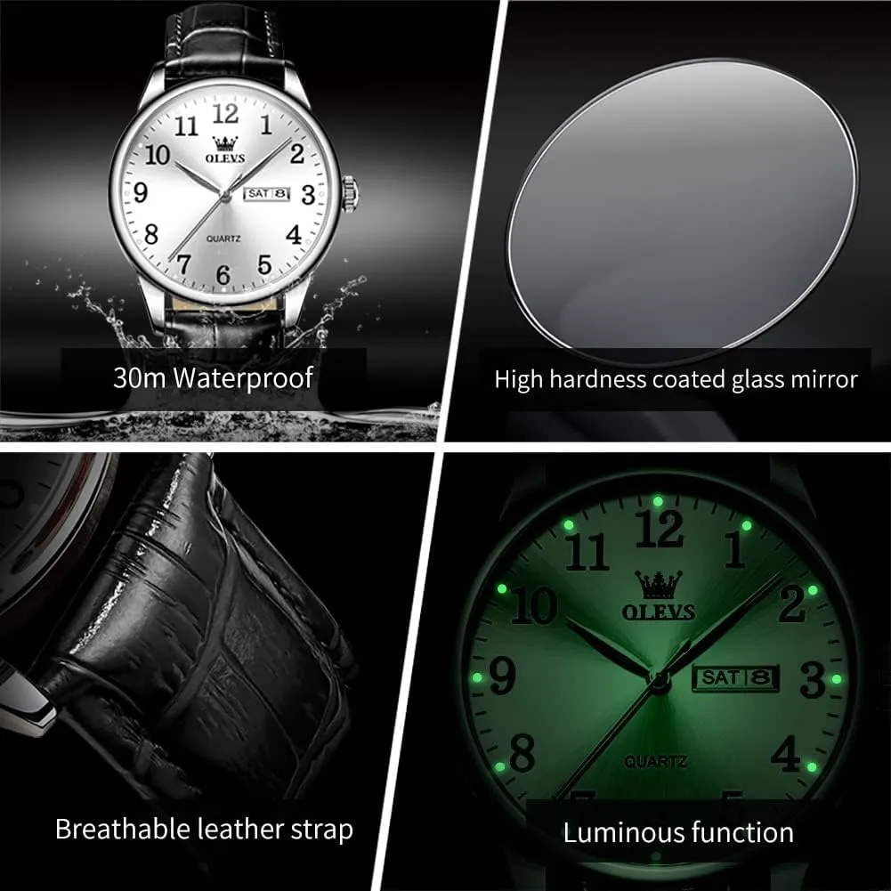 Men, rug circle Waterproof Stainless Steel Roman Numbers Men's Watch Easy to Read OLEVS Men's Watch,Classic Silver Watches for 