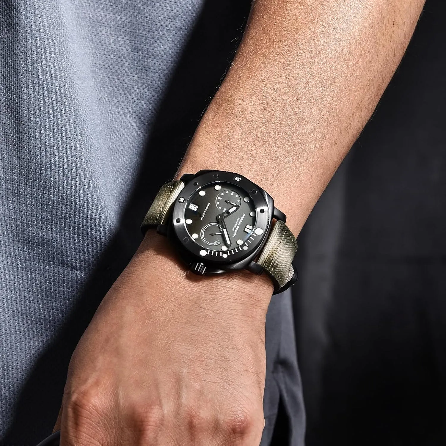 Men Sapphire Glass Mens impersonation emancipate verify swarm Automatic Watch 200M Waterproof Sport Casual Calendar Men's Watch with Nylon Strap Pagani Design Watches for 