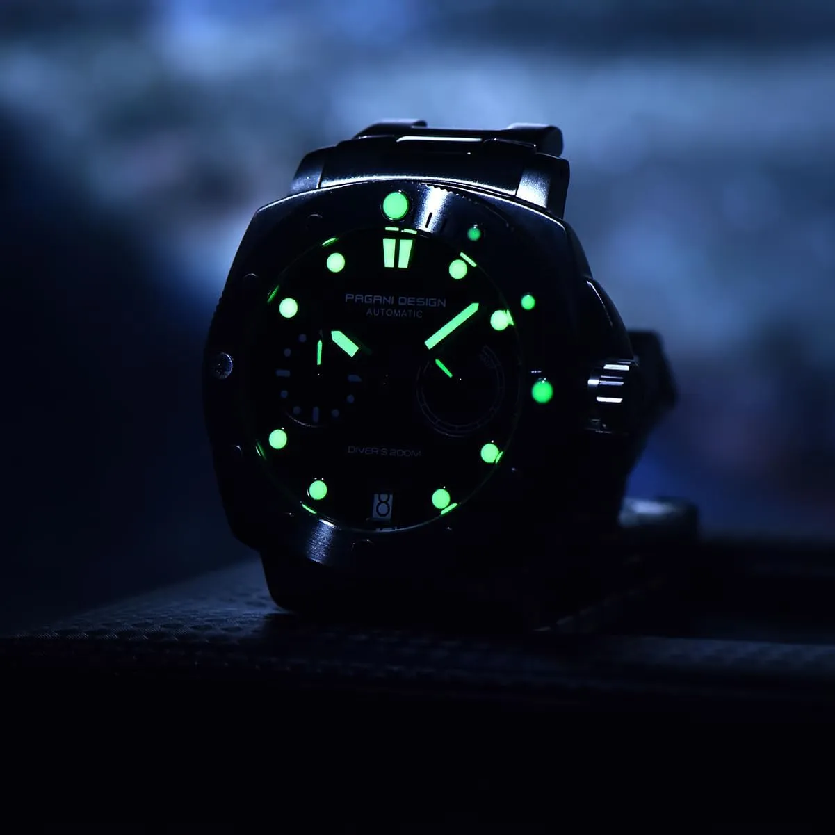 Men Sapphire Glass Mens impersonation emancipate verify swarm Automatic Watch 200M Waterproof Sport Casual Calendar Men's Watch with Nylon Strap Pagani Design Watches for 