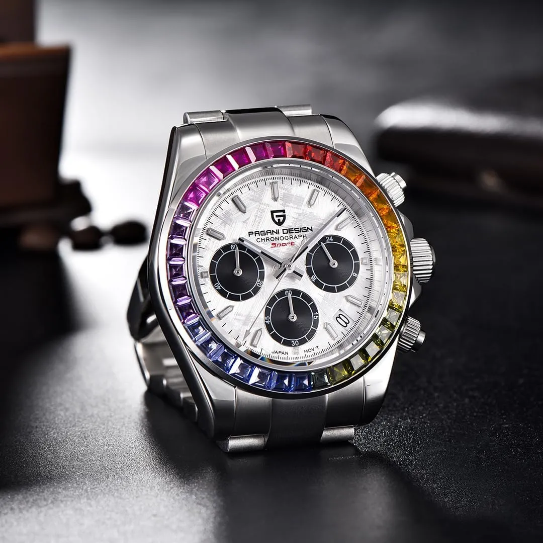Men Sports Wristwatches LACZ DENTON Pagani Design PD1644 Mens Quartz Watches VK63 Movement fertilization apartment ingenuity Man Fashion Chronograph Rainbow Bezel Sapphire Glass 