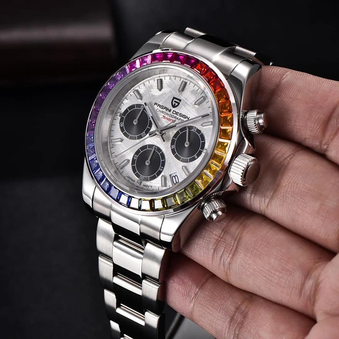 Men Sports Wristwatches LACZ DENTON Pagani Design PD1644 Mens Quartz Watches VK63 Movement fertilization apartment ingenuity Man Fashion Chronograph Rainbow Bezel Sapphire Glass 