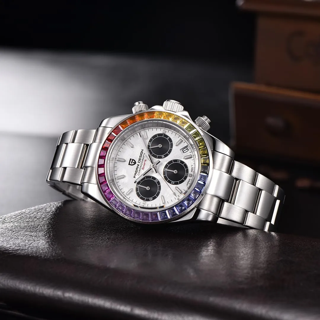Men Sports Wristwatches LACZ DENTON Pagani Design PD1644 Mens Quartz Watches VK63 Movement fertilization apartment ingenuity Man Fashion Chronograph Rainbow Bezel Sapphire Glass 